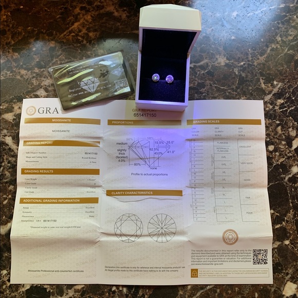 Moissanite Halo Earrings 1 TCW brilliant white - Picture 4 of 6